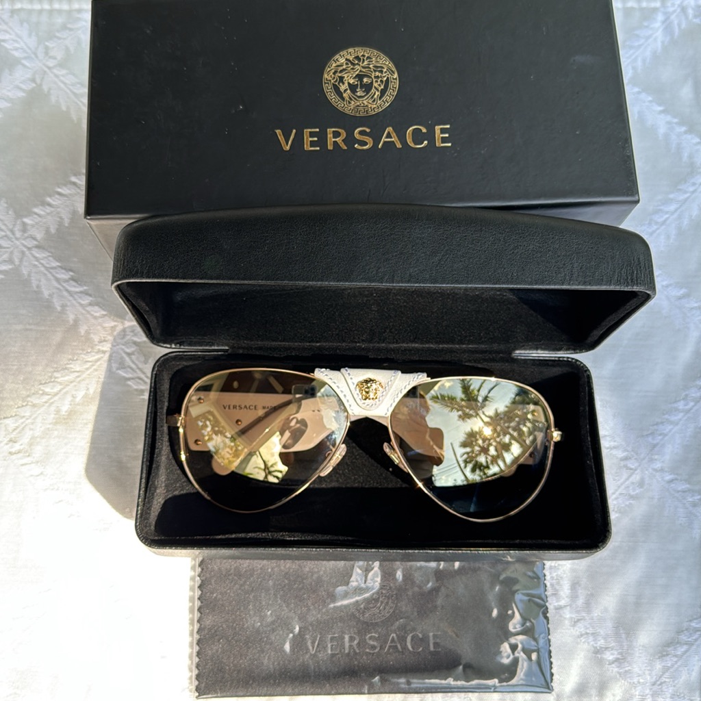 Women’s White Versace Aviator Sunglasses